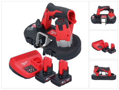 Milwaukee M12 BS-402 Akku Bandsäge 12 V 41 x 41 mm + 2x Akku 4,0 Ah + Ladegerät