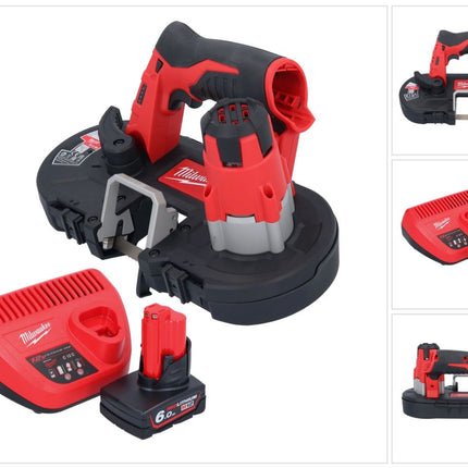 Scie à ruban à batterie Milwaukee M12 BS-601 12 V 41 x 41 mm + 1x batterie 6,0 Ah + chargeur