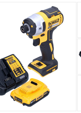 DeWalt DCF 887 D1 cordless impact wrench 18 V 205 Nm 1/4" brushless + 1x rechargeable battery 2.0 Ah + charger