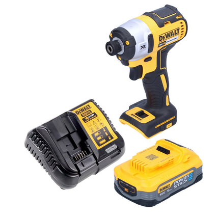 Akumulatorowy klucz udarowy DeWalt DCF 887 H1 18 V 205 Nm 1/4" bezszczotkowy + 1x akumulator powerstack 5,0 Ah + ładowarka
