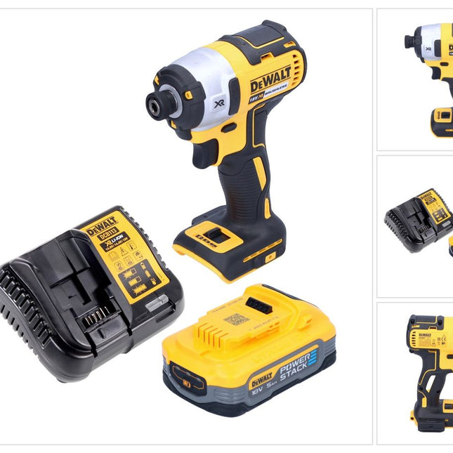 DeWalt DCF 887 H1 cordless impact wrench 18 V 205 Nm 1/4" brushless + 1x battery powerstack 5.0 Ah + charger