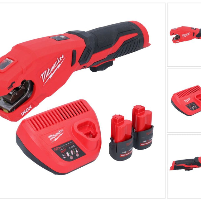 Milwaukee M12 PCSS-252 cordless stainless steel pipe cutter 12 V 12 - 28 mm + 2x rechargeable battery 2.5 Ah + charger