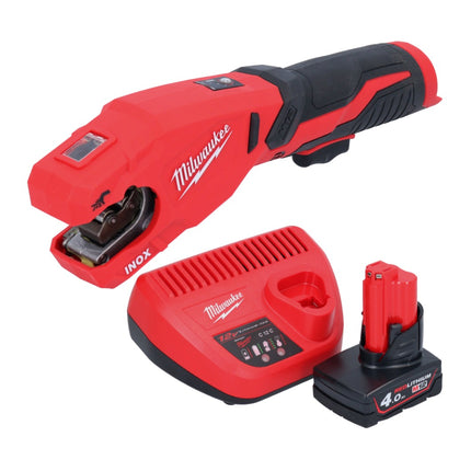 Milwaukee M12 PCSS-401 Coupe-tubes inox sans fil 12 V 12 - 28 mm + 1x batterie 4,0 Ah + chargeur