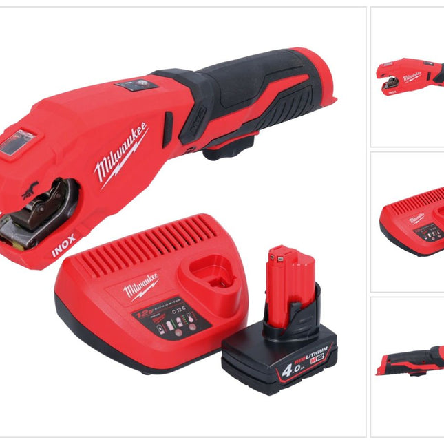 Milwaukee M12 PCSS-401 Coupe-tubes inox sans fil 12 V 12 - 28 mm + 1x batterie 4,0 Ah + chargeur