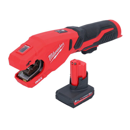 Milwaukee M12 PCSS-501 Coupe-tubes inox sans fil 12 V 12 - 28 mm + 1x batterie 5,0 Ah - sans chargeur