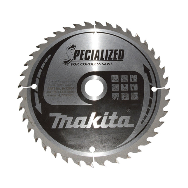 Makita CCF16540E SPECIALIZED Sägeblatt 165 x 20 mm 40 Zähne für Holz ( B-32954 )