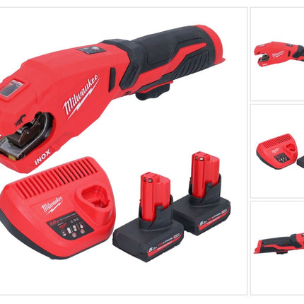 Milwaukee M12 PCSS-502 cortatubos inalámbrico de acero inoxidable 12 V 12 - 28 mm + 2x batería recargable 5.0 Ah + cargador