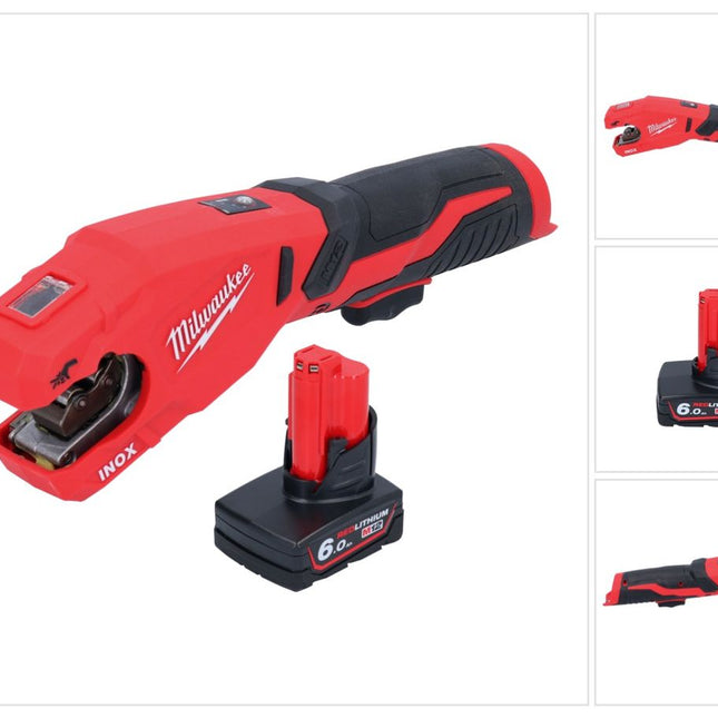 Milwaukee M12 PCSS-601 Akku Edelstahl Rohrabschneider 12 V 12 - 28 mm + 1x Akku 6,0 Ah - ohne Ladegerät