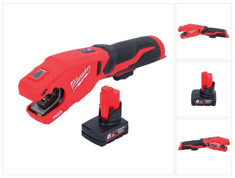 Milwaukee M12 PCSS-601 akumulatorowy obcinak do rur ze stali nierdzewnej 12 V 12 - 28 mm + 1x akumulator 6,0 Ah - bez ładowarki