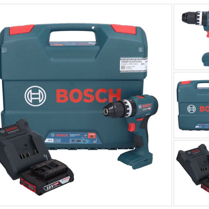 Bosch GSB 18V-45 Profesjonalna akumulatorowa wiertarko-wkrętarka udarowa 18 V 45 Nm bezszczotkowa + 1x akumulator 2,0 Ah + ładowarka + walizka L