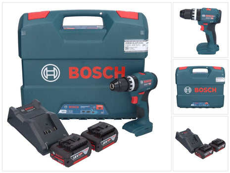 Bosch GSB 18V-45 Professional taladro percutor inalámbrico 18 V 45 Nm sin escobillas + 2x baterías 4,0 Ah + cargador + maletín L