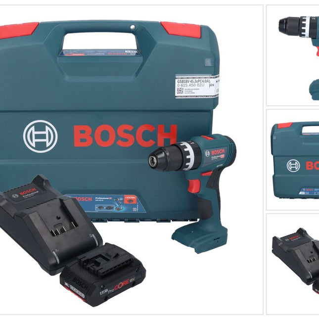 Bosch GSB 18V-45 Professional Akku Schlagbohrschrauber 18 V 45 Nm Brushless + 1x ProCORE Akku 4,0 Ah + Ladegerät + L-Case