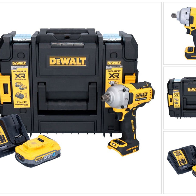 DeWalt DCF 892 H1T 18 V 813 Nm 1/2'' Avvitatore a impulsi senza spazzole + 1x batteria Powerstack 5,0 Ah + caricabatterie + TSTAK