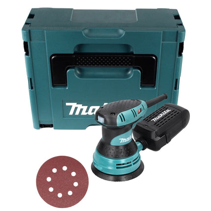 Makita BO 5031 Levigatrice rotorbitale 300 Watt 125 mm + 50x carta abrasiva K80 + Makpac