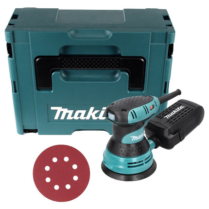 Makita BO 5031 Levigatrice rotorbitale 300 Watt 125 mm + 50x carta abrasiva K240 + Makpac