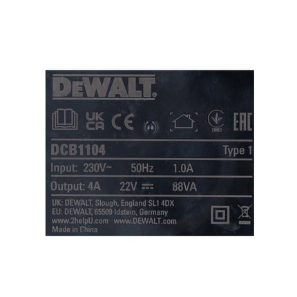 Cargador rápido DeWalt DCB 1104 10,8 - 18 V 4,0 A para baterías XR Li-Ion