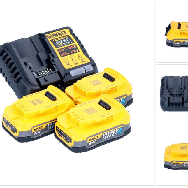 Zestaw startowy akumulatorów DeWalt DCB 1104 E3 12 V / 18 V 3x akumulator Powerstack 1,7 Ah + ładowarka DCB 1104