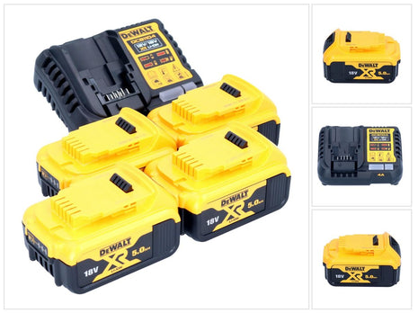 DeWalt DCB 1104 P4 set de arranque de batería 12 V / 18 V 4x baterías 5,0 Ah + cargador DCB 1104