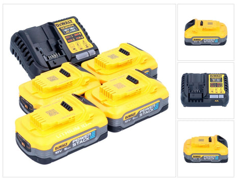 DeWalt DCB 1104 H4 Battery Starter Set 12 V / 18 V 4x Powerstack battery 5.0 Ah + DCB 1104 charger