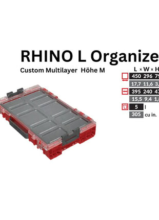 Toolbrothers RHINO L Organizador ULTRA Altura M Personalizado Multicapa 452 x 296 x 79 mm 5 l apilable IP54