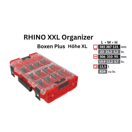 Toolbrothers RHINO XXL Organizer ULTRA altura XL Cajas+ 13,5 l IP66 con cajas extraíbles + separadores