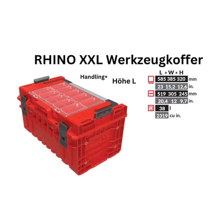 Toolbrothers RHINO XXL maletín de herramientas ULTRA Handling+ altura L 38 l IP66 con separadores extraíbles + cajas