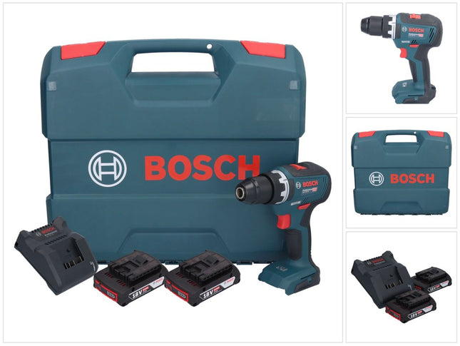 Bosch GSR 18V-55 Taladro atornillador a batería profesional 18 V 55 Nm sin escobillas + 2x acumulador 2,0 Ah + cargador + maletín en L