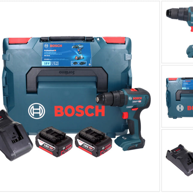 Bosch GSB 18V-55 Taladradora de percusión profesional sin cable 18 V 55 Nm sin escobillas ( 06019H5300 ) + 2x acumulador 4,0 Ah + cargador + L-Boxx