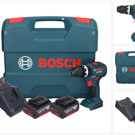 Bosch GSB 18V-55 Trapano a percussione professionale a batteria 18 V 55 Nm senza spazzole ( 0615990L7C ) + 2x batteria ricaricabile 4,0 Ah + caricabatterie + custodia