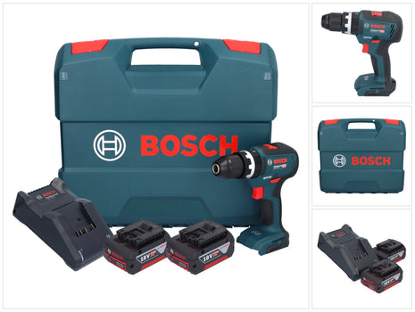 Bosch Taladro percutor inalámbrico GSB 18V-55 Professional 18 V 55 Nm Brushless (0615990L7C) + 2 baterías 4,0 Ah + cargador + maletín