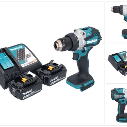 Taladro de percusión sin cable Makita DHP 489 RF 18 V 73 Nm sin escobillas + 2x batería recargable 3,0 Ah + cargador