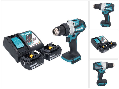 Makita DHP 489 RM trapano a percussione a batteria 18 V 73 Nm brushless + 2x batteria ricaricabile 4,0 Ah + caricabatterie