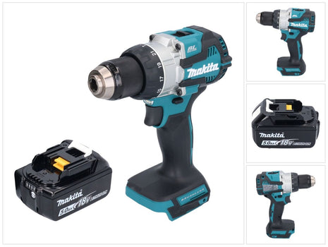 Makita DHP 489 T1 Perceuse-visseuse à percussion sans fil 18 V 73 Nm Brushless + 1x batterie 5,0 Ah - sans chargeur