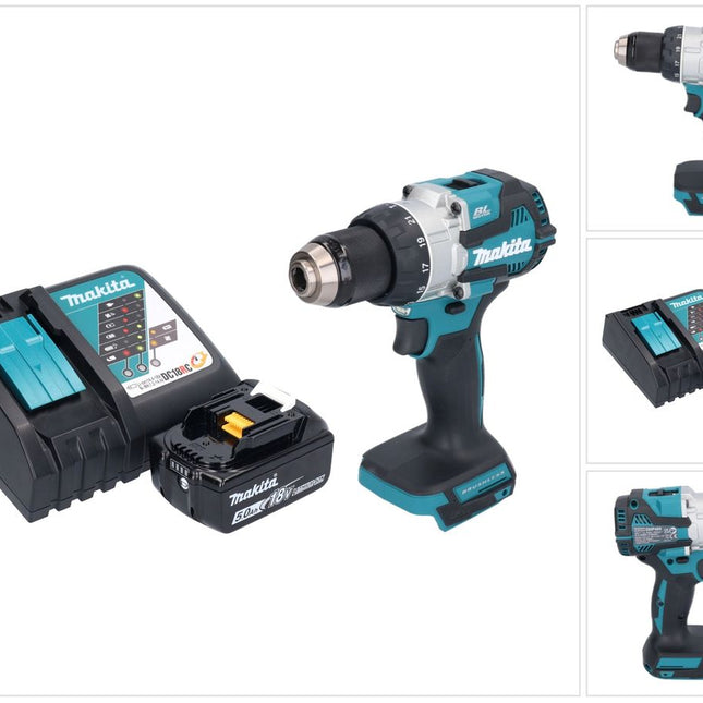 Makita DHP 489 RT1 trapano a percussione a batteria 18 V 73 Nm brushless + 1x batteria ricaricabile 5,0 Ah + caricabatterie