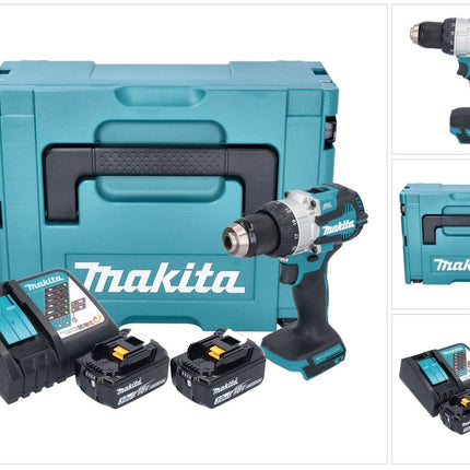 Taladro de percusión sin cable Makita DHP 489 RFJ 18 V 73 Nm sin escobillas + 2x batería recargable 3,0 Ah + cargador + Makpac