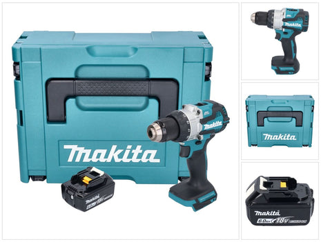 Makita DHP 489 G1J trapano a percussione a batteria 18 V 73 Nm brushless + 1x batteria ricaricabile 6,0 Ah + Makpac - senza caricabatterie