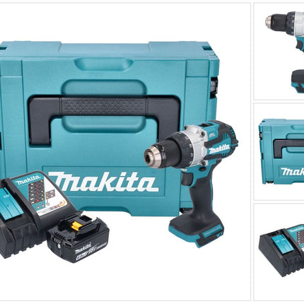 Taladro de percusión sin cable Makita DHP 489 RG1J 18 V 73 Nm sin escobillas + 1x batería recargable 6,0 Ah + cargador + Makpac