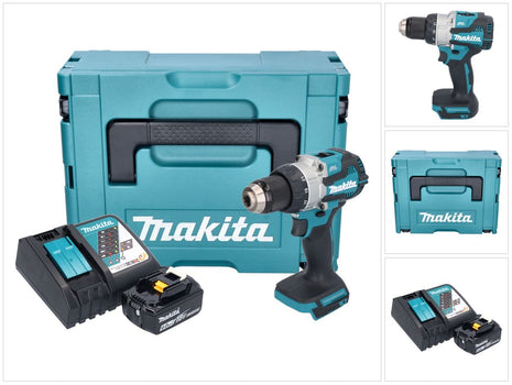 Makita DDF 489 RG1J Cordless drill driver 18 V 73 Nm brushless + 1x rechargeable battery 6.0 Ah + charger + Makpac