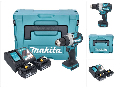 Makita DDF 489 RGJ cordless drill driver 18 V 73 Nm brushless + 2x rechargeable battery 6.0 Ah + charger + Makpac