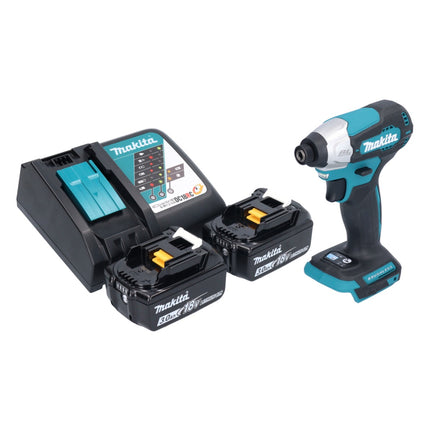 Makita DTD 157 RF cordless impact wrench 18 V 140 Nm 1/4" brushless + 2x rechargeable battery 3.0 Ah + charger