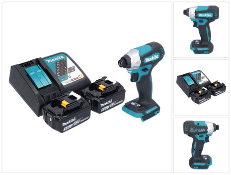 Makita DTD 157 RT cordless impact wrench 18 V 140 Nm 1/4" brushless + 2x rechargeable battery 5.0 Ah + charger