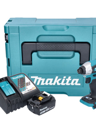 Makita DTD 157 RF1J Atornillador de impacto inalámbrico 18 V 140 Nm 1/4" sin escobillas + 1x batería 3,0 Ah + cargador + Makpac