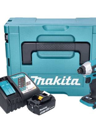 Makita DTD 157 RM1J Atornillador de impacto inalámbrico 18 V 140 Nm 1/4" sin escobillas + 1x batería 4,0 Ah + cargador + Makpac