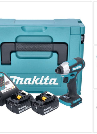 Makita DTD 157 RMJ akumulatorowy klucz udarowy 18 V 140 Nm 1/4" bezszczotkowy + 2x akumulator 4,0 Ah + ładowarka + Makpac