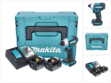 Makita DTD 157 RMJ Atornillador de impacto inalámbrico 18 V 140 Nm 1/4" sin escobillas + 2x batería 4,0 Ah + cargador + Makpac