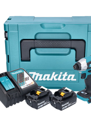 Makita DTD 157 RMJ Atornillador de impacto inalámbrico 18 V 140 Nm 1/4" sin escobillas + 2x batería 4,0 Ah + cargador + Makpac