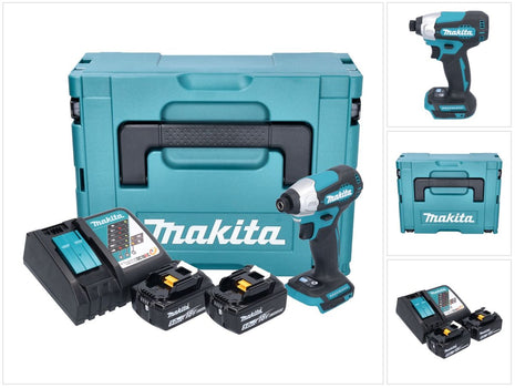 Makita DTD 157 RTJ Akku Schlagschrauber 18 V 140 Nm 1/4" Brushless + 2x Akku 5,0 Ah + Ladegerät + Makpac