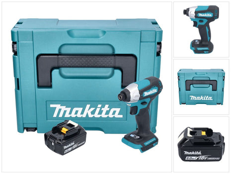 Makita DTD 157 G1J akumulatorowy klucz udarowy 18 V 140 Nm 1/4" bezszczotkowy + 1x akumulator 6,0 Ah + Makpac - bez ładowarki