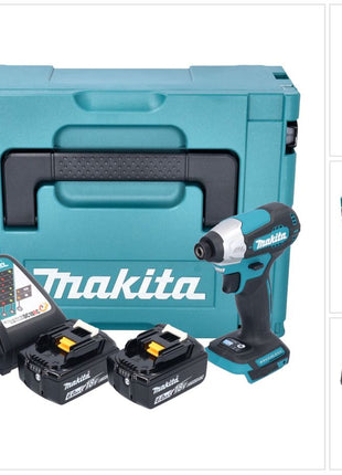 Makita DTD 157 RGJ Atornillador de impacto inalámbrico 18 V 140 Nm 1/4" sin escobillas + 2x batería 6,0 Ah + cargador + Makpac