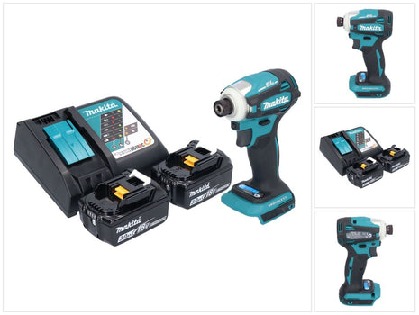 Makita DTD 172 RF Atornillador de impacto inalámbrico 18 V 180 Nm 1/4" sin escobillas + 2x baterías 3,0 Ah + cargador